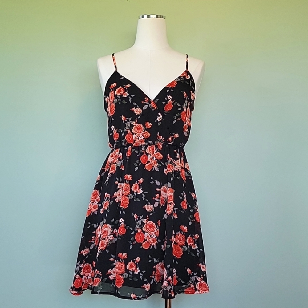 Forever 21 Black Rose Floral Dress